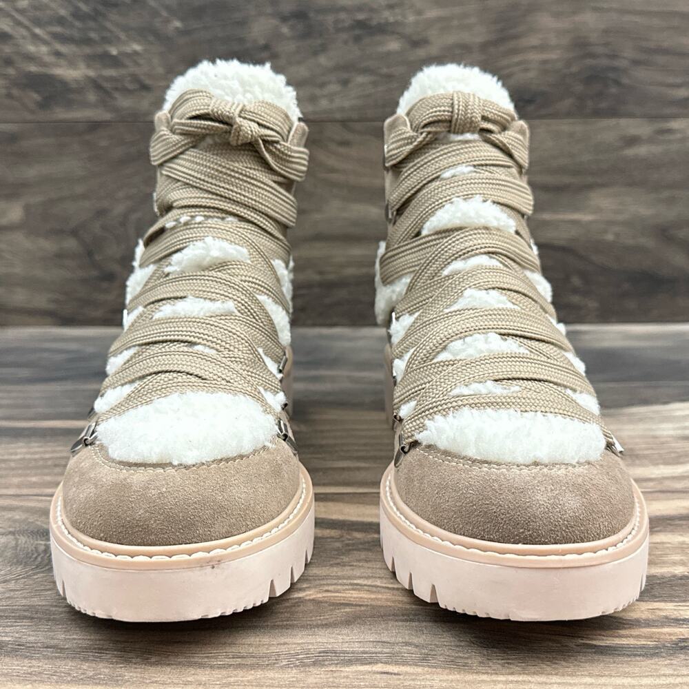 NEW Dolce Vita Pace 8 Faux Shearling Trim Lug Sole Suede Hiker Ankle Boots - Picture 5 of 12